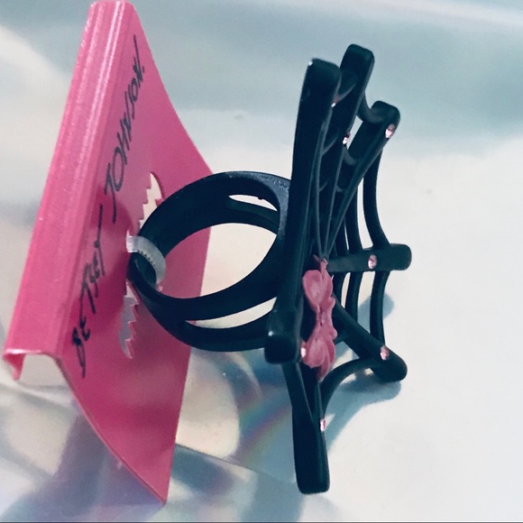 Spider ring pink flower vintage Betsey Johnson - Picture 3 of 6